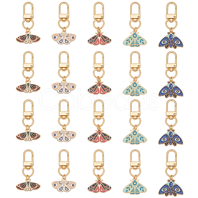 20Pcs 5 Styles Moth Alloy Enamel Pendant Decorations HJEW-PH02257-1