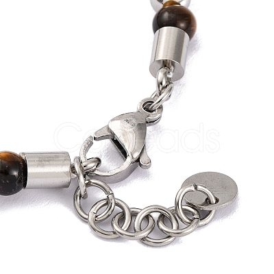 Natural Tiger Eye & Synthetic Magnetic Hematite Anchor Beaded Bracelet BJEW-P339-01P-04-1