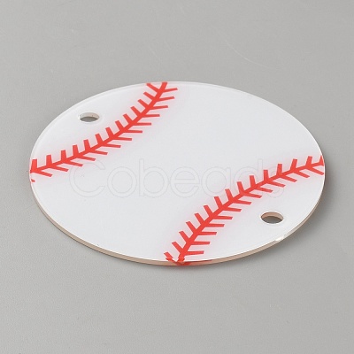 Acrylic Sport Ball Connector Charms MACR-WH0007-160B-1