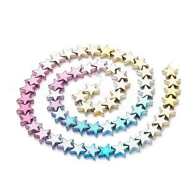 Rainbow Color Electroplate Non-magnetic Synthetic Hematite Beads Strands X-G-L489-I01-1