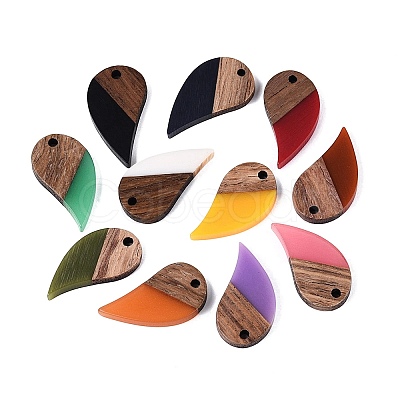Opaque Resin & Walnut Wood Pendants RESI-N053-30-1