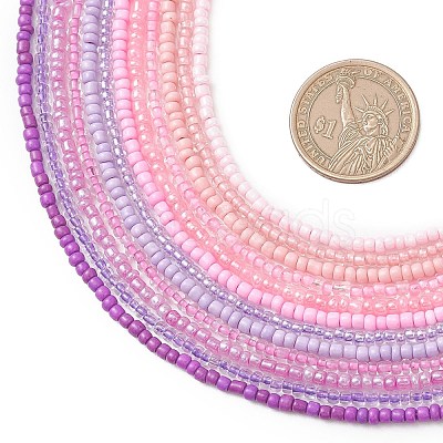 3MM Gradient Color Glass Seed Beaded Choker Necklaces for Women NJEW-JN05877-1