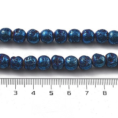 Electroplated Natural Lava Rock Beads Strands G-A251-E01-01H-1