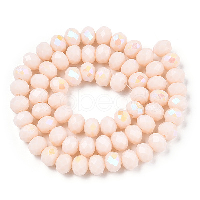 Electroplate Opaque Solid Color Glass Beads Strands EGLA-A034-P6mm-L20-1