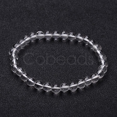 Natural Crystal Round Beaded Stretch Bracelets BJEW-F202-07-1