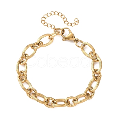 8MM 304 Stainless Oval Link Chain Bracelets SA-CBA725A-27G-1