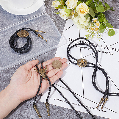 3Pcs 3 Styles Alloy Pendant Bolo Tie Lariat Necklaces NJEW-CL0001-09-1