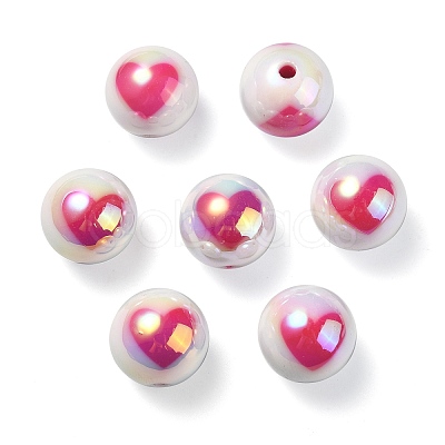 UV Plating Rainbow Iridescent Acrylic Beads OACR-F004-09E-1