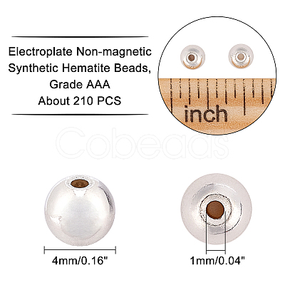 Electroplate Non-magnetic Synthetic Hematite Beads Strands G-AR0002-95-1