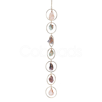 Nuggets Chakra Gemstone Chandelier Hanging Suncatcher AJEW-Q143-02-1