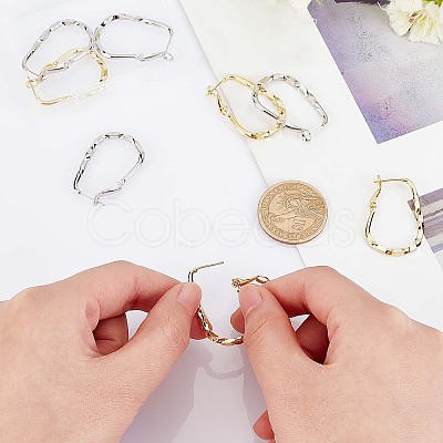 4 Pairs 2 Colors Twist Teardrop Huggie Hoop Earrings EJEW-GA0001-03-1