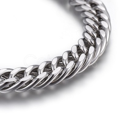 Tarnish Resistant 304 Stainless Steel Cuban Link Chain Bracelets BJEW-L637-01A-P-1