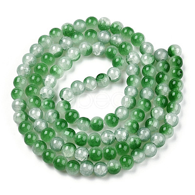 Crackle Baking Paint Imitation Jade Glass Beads Strands DGLA-T003-6mm-07-1