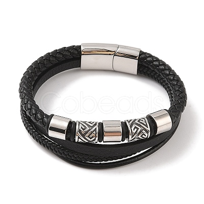 Braided Microfiber Leather Multi-strand Bracelets LS-BJEW-B096-07C-1