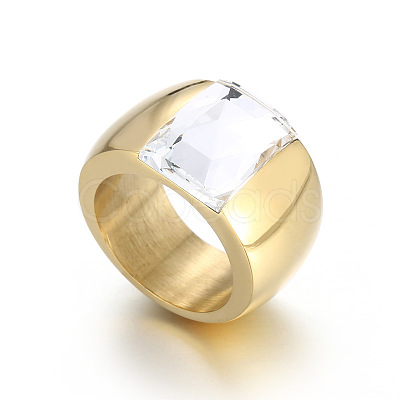 304 Stainless Steel & Glass Finger Rings FS-WGBA2F3-01-1