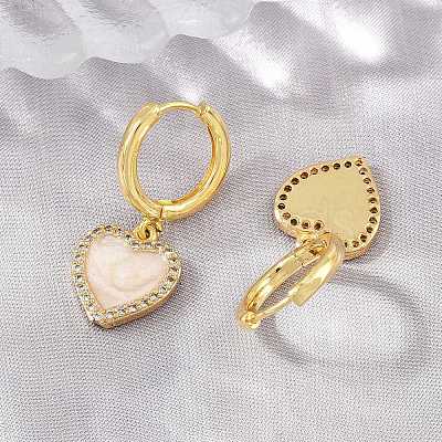Brass Micro Pave Cubic Zirconia Hoop Dangle Earrings KK-CBA8324-16G-1