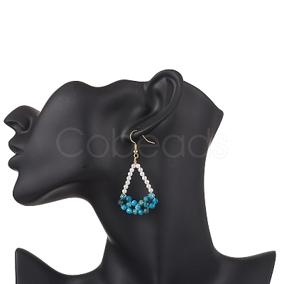 Natural Apatite Arch Dangle Earrings EJEW-TA00742-02-1