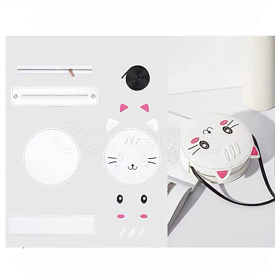 Cat PU Leather Shoulder Bag Making Kits ANIM-PW0002-31A-1