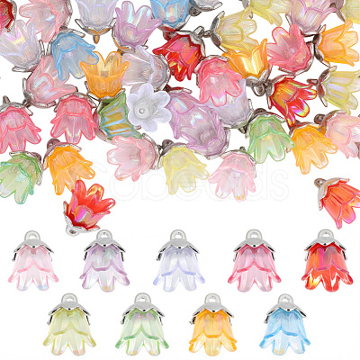 72Pcs 9 Colors Acrylic Pendants OACR-SC0002-38A-1