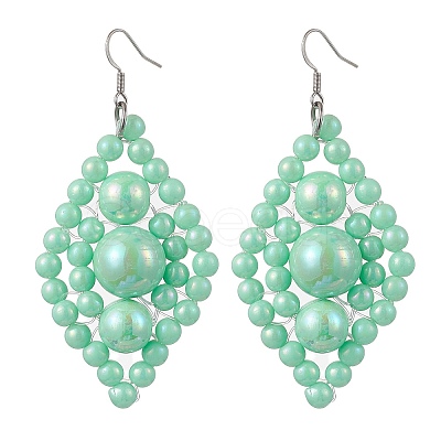 Woven Opaque Acrylic Dangle Earrings EJEW-JE05755-1