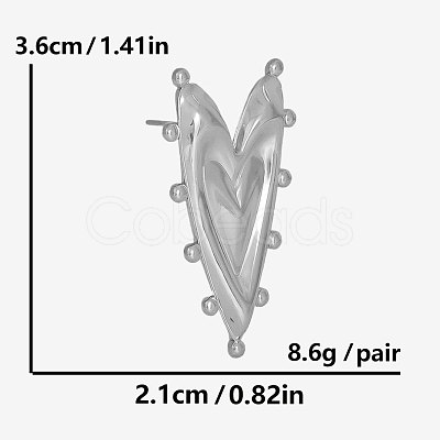 304 Stainless Steel Heart Stud Earrings SV2118-1-1