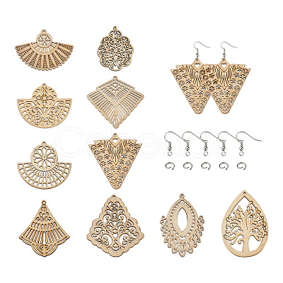 DIY 30 Pairs Natural Wooden Earring Making Kits DIY-TA0003-36P-1