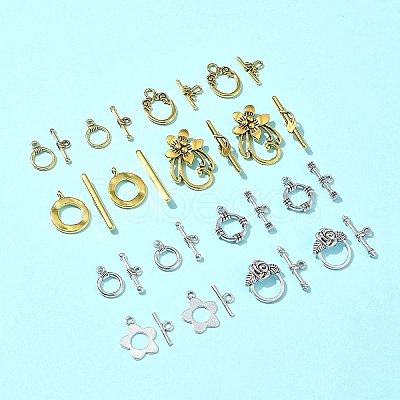 8 Styles Tibetan Style Alloy Toggle Clasps FIND-FS0002-43-1