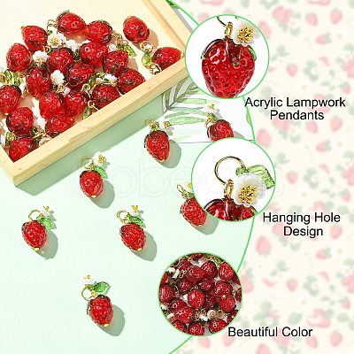 30Pcs Acrylic Lampwork Pendants PALLOY-CJ00160-1