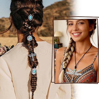 6Pcs Synthetic Turquoise & Alloy Necklaces & Hair Tie Kits SJEW-PH00014-1