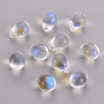 Transparent Spray Painted Glass Charms GLAA-T016-37-1