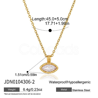304 Stainless Steel Pave Clear Cubic Zirconia Geometric Pendant Necklaces for Women WGE59A2-02-1