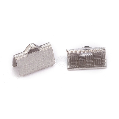 Tarnish Resistant 304 Stainless Steel Ribbon Crimp Ends STAS-P249-27B-P-1