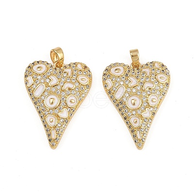 Brass Micro Pave Clear Cubic Zirconia Pendants ENAM-K078-01G-1