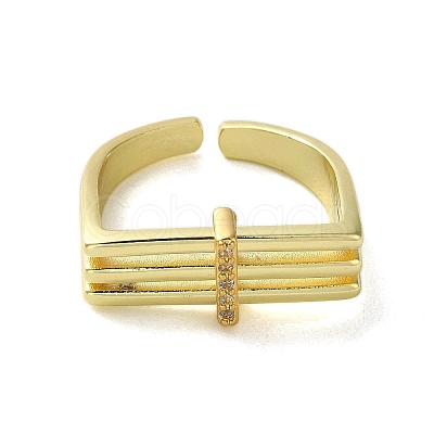 Open Brass with Cubic Zirconia Rings RJEW-B057-06G-1