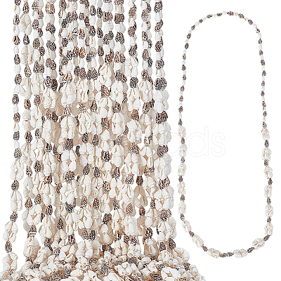 Natural Shell Beaded Long Necklaces for Women AJEW-WH0460-131C-1