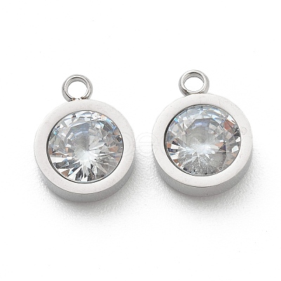 304 Stainless Steel Rhinestone Charms STAS-Z009-16P-1