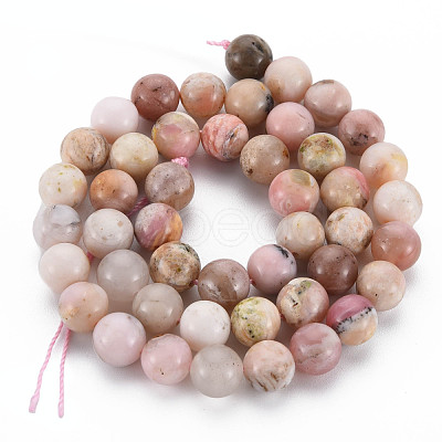Natural Pink Opal Beads Strands G-R446-8mm-09-1