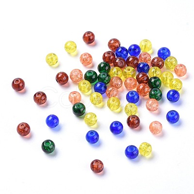 Baking Paint Crackle Glass Beads DGLA-X0006-6mm-07-1
