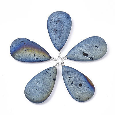 Electroplate Natural Druzy Geode Agate Pendants G-S344-61A-04-1