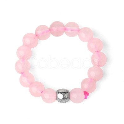4MM Round Natural Rose Quartz Beaded Stretch Rings VM0712-6-1