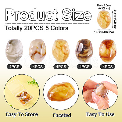 20Pcs 5 Colors Opaque Resin Cabochons RESI-TA0004-31-1