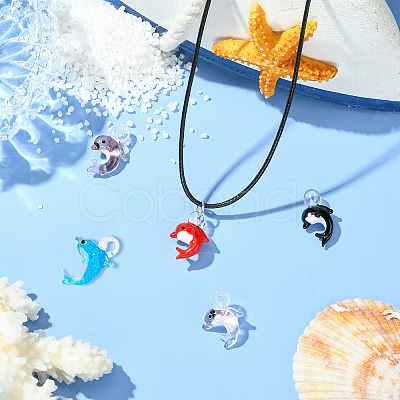 5Pcs 5 Colors Handmade Lampwork Pendants LAMP-CJ0002-65-1