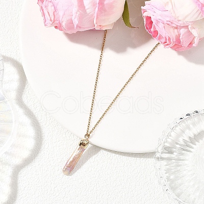 Electroplated Natural Keshi Pearl Pendant Necklaces NJEW-JN05604-01-1
