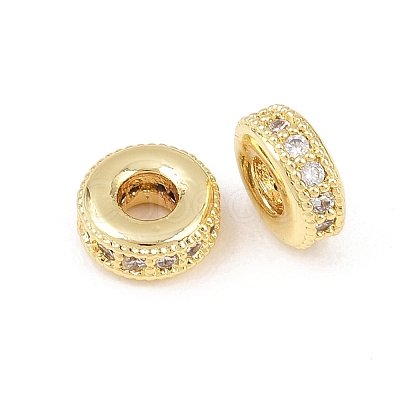 Brass Micro Pave Clear Cubic Zirconia Beads ZIRC-I038-31G-1