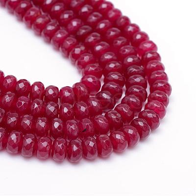 Faceted Rondelle Dyed Natural White Jade Bead Strands G-R343-4x6-07-1