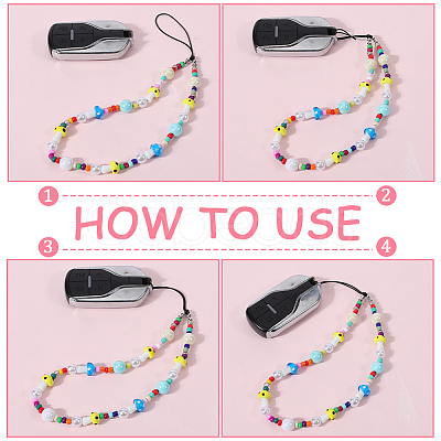 2Pcs 2 Styles Glass & Resin Moblie Straps AJEW-GF0010-06-1