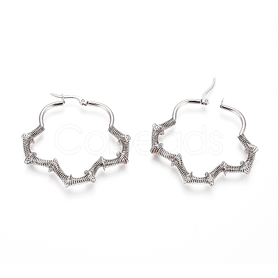 Non-Tarnish Long-Lasting Plated 304 Stainless Steel Wire Wrapped Hoop Earrings EJEW-D250-03A-P-1