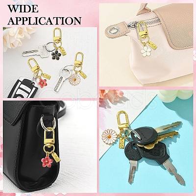 Alloy Enamel Flower Pendant Decorations HJEW-YW00003-1
