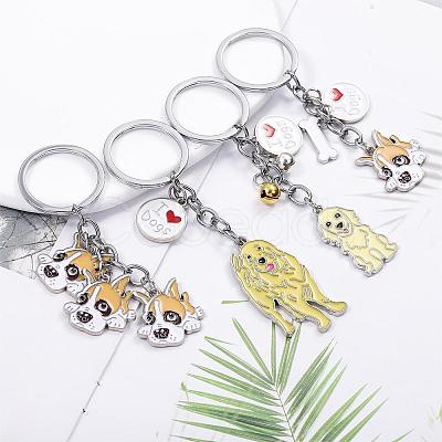 WEWAYSMILE 2 pcs Dog Keychain Car Keychain Pet Pendant Key-Ring Lovely Dog Key-ring Portable Metal Keychain Gift for Pet Lover Birthday Puppy Theme Party Supplies (Golden Haired Dog) JX787A-1