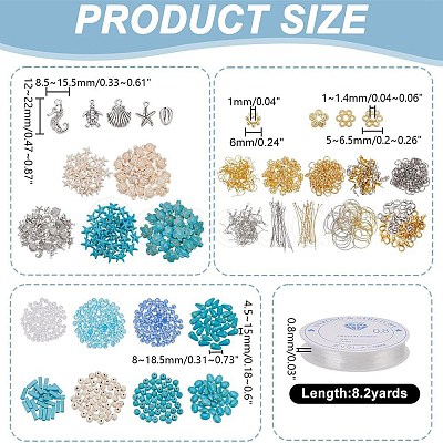 DIY Sea Aniaml Synthetic Turquoise Alloy Earrings/Bracelets Making Kits DIY-AR0004-12-1